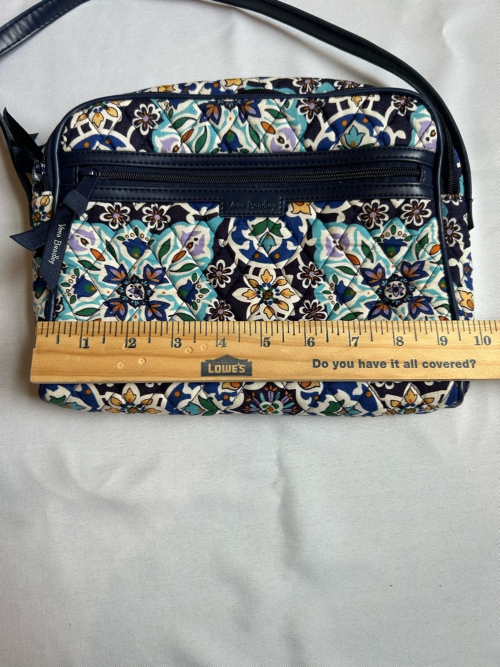 Vera Bradley Cotton Trimmed Crossbody Bag in Lisbon Medallion Cool Pattern - Picture 3 of 12